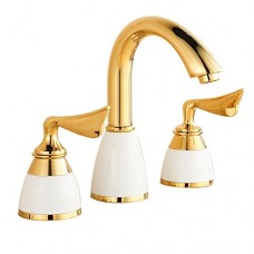 LYTOR Kitchen Sink Faucet Widespread Solid Brass Kitchen Sink Basin Mixer Tap Gold two handle tap Hot and Cold Water Gold - B07G5X1JSQ